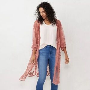 Lauren Conrad OS Mauve lace Cardigan